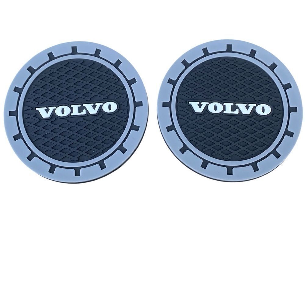 NWT New! Volvo Black Silicone Logo Car Cup Holders Mats Auto Travel